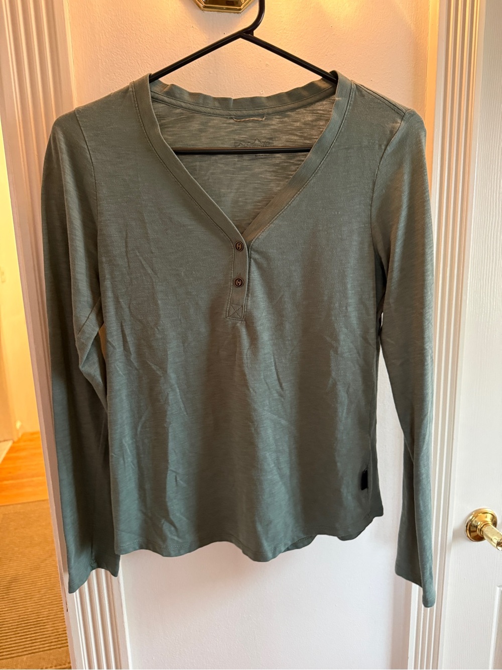Women Patagonia Long Sleeve V-Neck Henley in Sage Green